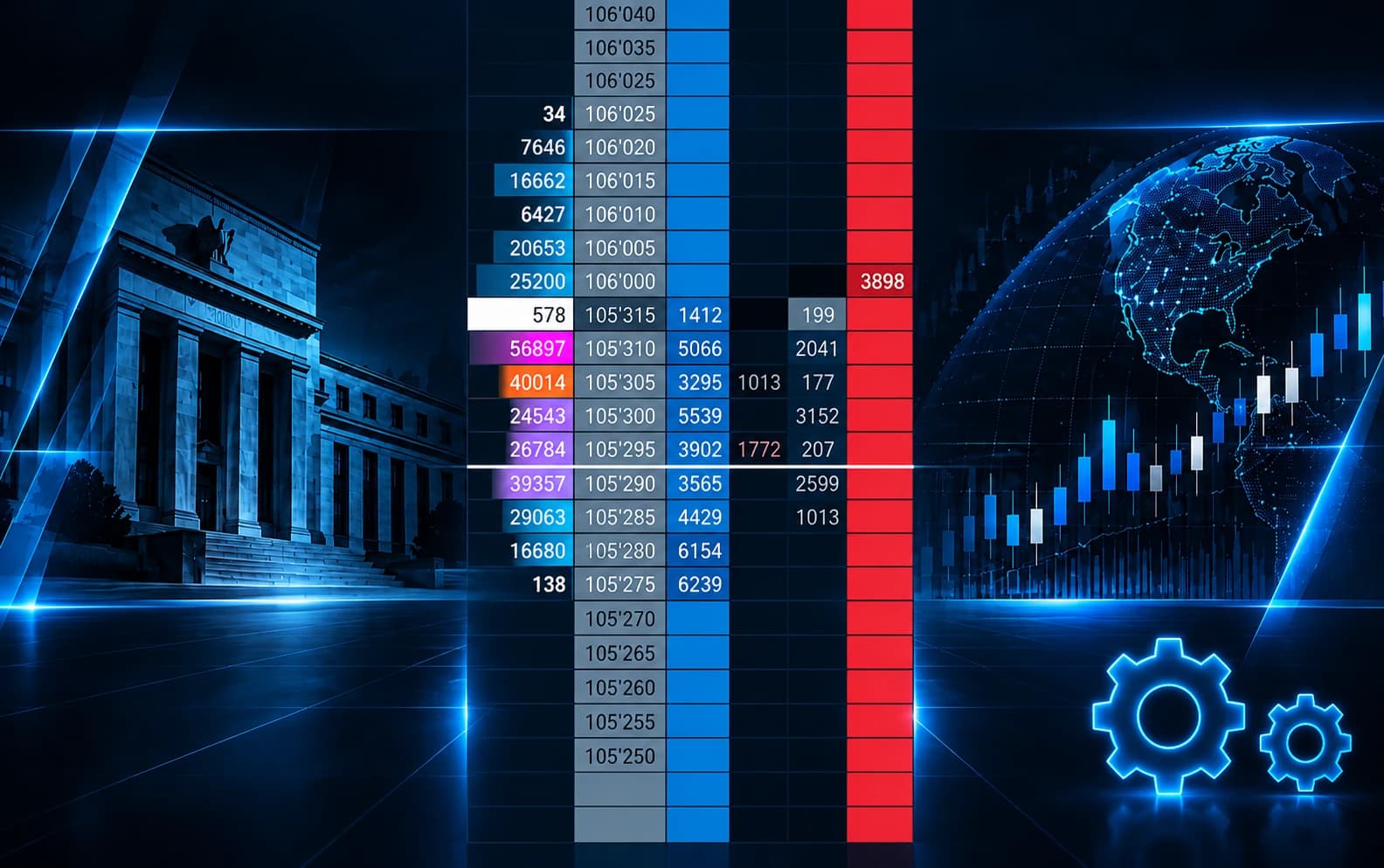 ZN/ZB/ZF footprint orderbook ladder